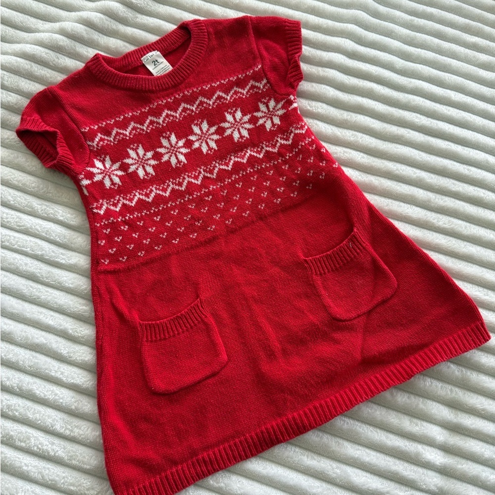 Carter's Vibrant Red Knit Toddler Dress